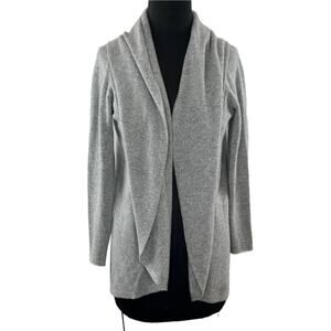 NEIMAN MARCUS Gray Cashmere Shawl Collar Draped Cardigan Sweater Relaxed Fit S